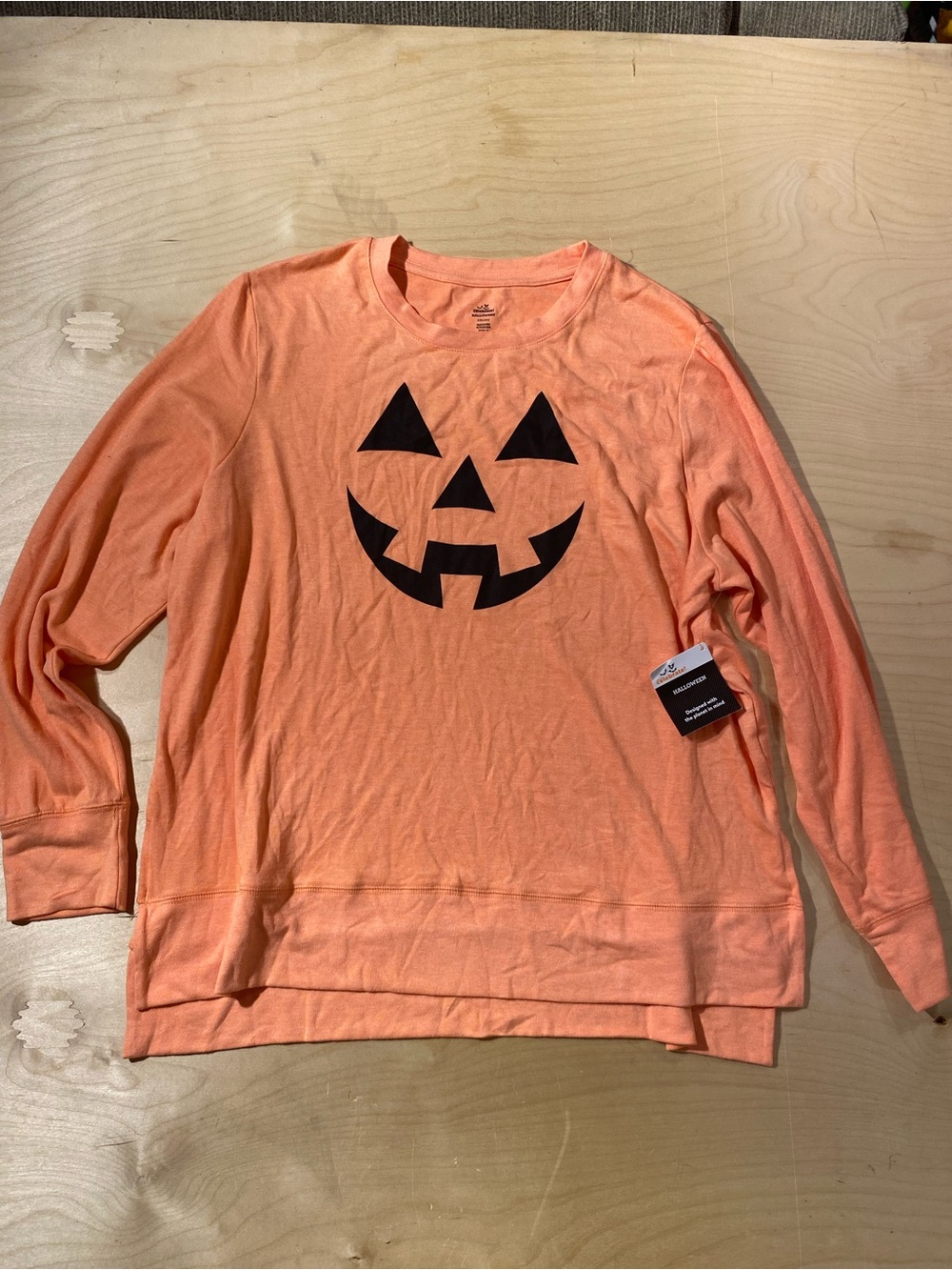 Celebrate Halloween Orange Halloween Pumpkin Face Long-Sleeve Top XXL (20) (BD)